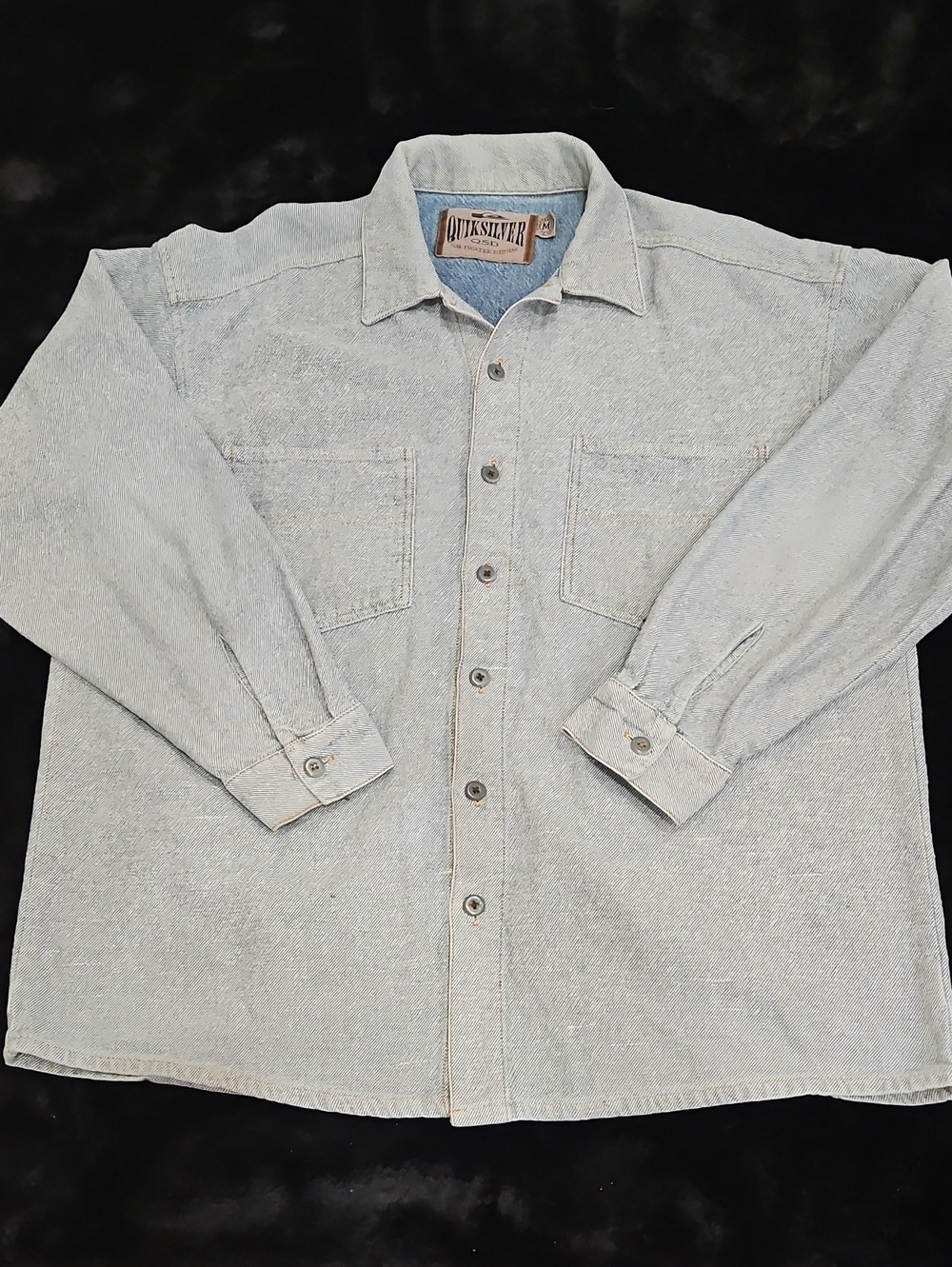 Vintage Quiksilver Men’s Saltwater Denim Overshirt In Light Blue Wash - Size M